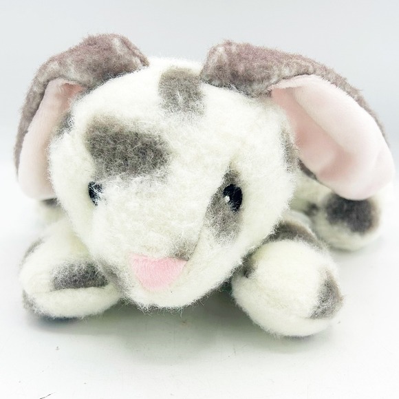 Walmart Grey and White Bunny Floppy Ears Dots Plush 8" - Picture 2 of 8